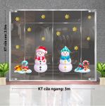 DECAL TRANG TRÍ GIÁNG SINH CẶP ĐÔI NGƯỜI TUYẾT XANH ĐỎ