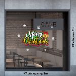 DECAL TRANG TRÍ GIÁNG SINH BẢNG CHỮ MERRY CHIRSTMAS VÀ ĐÔI CHUÔNG TREO