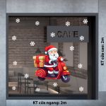 DECAL TRANG TRÍ GIÁNG SINH ÔNG GIÀ NOEL CHẠY XE PHÁT QUÀ DƯỚI TUYẾT