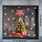 DECAL TRANG TRÍ NOEL SET CHỮ VÀ CÂY THÔNG BÊN HỘP QUÀ