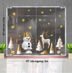 DECAL TRANG TRÍ GIÁNG SINH NGƯỜI TUYẾT VÀ TUẦN LỘC TRẮNG VÀ NHỮNG CÂY THÔNG
