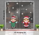 DECAL TRANG TRÍ GIÁNG SINH HAI NGƯỜI BẠN NHỎ DƯỚI TUYẾT RƠI