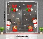 DECAL TRANG TRÍ GIÁNG SINH CẶP ĐÔI NGƯỜI TUYẾT LẤP LÓ VÀ TÚI QUÀ ĐỎ