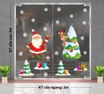 DECAL TRANG TRÍ GIÁNG SINH ÔNG NOEL VÀ NGƯỜI BẠN NHỎ BÊN CÂY THÔNG