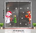 DECAL TRANG TRÍ GIÁNG SINH NGƯỜI TUYẾT VÀ TUẦN LỘC LẤP LÓ BÊN Ô CỬA