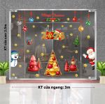 DECAL TRANG TRÍ GIÁNG SINH CHO TRƯỜNG DƯƠNG MINH CÂY THÔNG ĐỎ VÀ ÔNG NOEL NGƯỜI TUYẾT