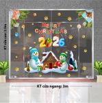 DECAL TRANG TRÍ NOEL CHO NHÀ HÀNG HAI NGƯỜI TUYẾT BÊN NGÔI NHÀ ĐÓN GIÁNG SINH