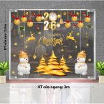 TRANG TRÍ GIÁNG SINH CHO TIỆM VÀNG CẶP ĐÔI NGƯỜI TUYẾT BÊN CÂY THÔNG VÀNG