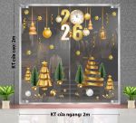 DECAL TRANG TRÍ NOEL CHO TIỆM SPA NHỮNG CÂY THÔNG XANH VÀNG TRANG TRÍ