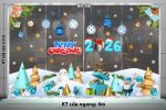 DECAL TRANG TRÍ GIÁNG SINH 2026 MERRY CHRISMAST VÀ NGỌN NÚI TUYẾT XANH