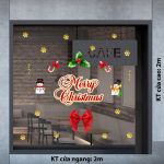 DECAL TRANG TRÍ NOEL MERRY CHIRSMAST VÀ NƠ ĐỎ