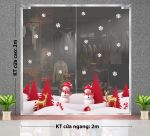 DECAL TRANG TRÍ NOEL NGƯỜI TUYẾT VÀ CÂY THÔNG ĐỎ TRÊN CÁNH ĐỒNG TUYẾT