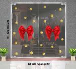 DECAL TRANG TRÍ GIÁNG SINH CẶP NƠ ĐỎ VÀ BÔNG TUYẾT VÀNG