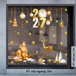 DECAL DÁN KÍNH TRANG TRÍ NOEL 2027 CHO QUÁN CAFE CHUÔNG TREO