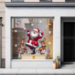 DECAL TRANG TRÍ GIÁNG SINH ÔNG GIÀ NOEL VÀ ĐÔI TUẦN LỘC