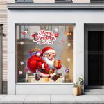 DECAL TRANG TRÍ GIÁNG SINH ÔNG GIÀ NOEL VÁC TÚI QUÀ
