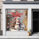 DECAL TRANG TRÍ NOEL NGƯỜI TUYẾT TRẮNG VÀ GIỎ QUÀ