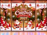 DECAL TRANG TRÍ NOEL CHO NHÀ HÀNG CÂY THÔNG ĐỎ VÀ TUYẾT TRẮNG