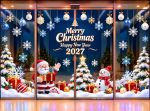 TRANG TRÍ NOEL TRÊN KÍNH CHO SẢNH CHUNG CƯ ÔNG GIÀ NOEL VÀ NGƯỜI TUYẾT
