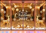 DECAL TRANG TRÍ NOEL 2027 ĐÔI TUẦN LỘC VÀNG VÀ NHỮNG QUẢ CHÂU