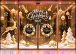 DECAL TRANG TRÍ NOEL CHO NGÂN HÀNG ĐÔI VÒNG NGUYỆT QUẾ VÀNG