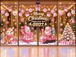 DECAL TRANG TRÍ NOEL CHO SHOP THỜI TRANG SẮC HỒNG NGỌT NGÀO