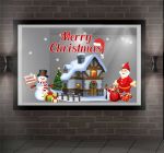 DECAL TRANG TRÍ GIÁNG SINH ÔNG GIÀ NOEL VÀ NGƯỜI TUYẾT BÊN NGÔI NHÀ NHỎ