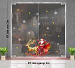 DECAL TRANG TRÍ GIÁNG SINH TUẦN LỘC VÀNG KÉO XE