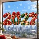 DECAL TĨNH ĐIỆN TRANG TRÍ NOEL CHO TRƯỜNG HỌC 2027 NƠ ĐỎ
