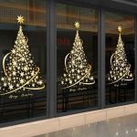 DECAL TĨNH ĐIỆN TRANG TRÍ NOEL CHO CỬA HÀNG CÂY THÔNG NGÔI SAO VÀNG