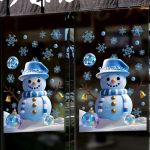 DECAL TRANG TRÍ NOEL CẶP ĐÔI NGƯỜI TUYẾT XANH