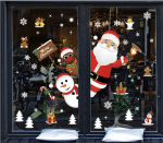 DECAL TRANG TRÍ TĨNH ĐIỆN ÔNG GIÀ NOEL VÀ NHỮNG NGƯỜI BẠN LẤP LÓ BÊN Ô CỬA