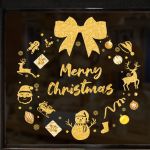 DECAL TRANG TRÍ GIÁNG SINH VÒNG NGUYỆT QUẾ NƠ VÀNG