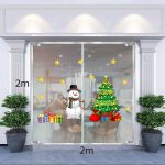 Decal trang trí Noel 2021 người tuyết bên cây thông 