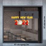 DECAL TRANG TRÍ TẾT HAPPY NEW YEAR 2022 ĐỒNG HỒ