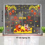DECAL DÁN KÍNH TRANG TRÍ TẾT THẦN TÀI CHÚC XUÂN BÊN NHÁNH MAI VÀNG