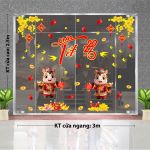 DECAL DÁN KÍNH TRANG TRÍ TẾT ĐÔI NGỰA CHÀO TẾT DƯỚI MAI VÀNG