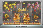 DECAL TRANG TRÍ TẾT MAI VÀNG ĐÀO HỒNG KHOE SẮC ĐÓN XUÂN BÍNH NGỌ