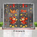 DECAL DÁN KÍNH TRANG TRÍ TẾT ĐÔI NGỰA MẶC ÁO DÀI CHÚC XUÂN 2026