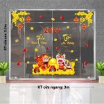 DECAL DÁN KÍNH TRANG TRÍ TẾT THẦN TÀI VÀ LÂN CHÚC XUÂN DƯỚI MAI VÀNG