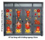 DECAL TRANG TRÍ TẾT CỬA NHÔM SINGFA THẦN TÀI VÀ LỒNG ĐÈN ĐỎ MAY MẮN ĐÓN XUÂN