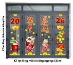 DECAL DÁN KÍNH TRANG TRÍ TẾT ÔNG ĐỊA ĐÁNH TRỐNG MÚA LÂN ĐÓN XUÂN 2026