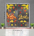 DECAL DÁN KÍNH TRANG TRÍ TẾT CHO CỬA HÀNG HAI NHÁNH MAI VÀNG XUÂN 2026