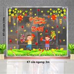 TRANG TRÍ TẾT CHO TRƯỜNG ANH NGỮ BÉ TRAI BÉ GÁI VUI XUÂN TRÊN CÁNH ĐỒNG HOA CỎ