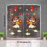DECAL TRANG TRÍ TẾT ẤT TỴ ĐÔI RẮN XÁM XÁCH LỒNG ĐÈN