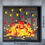 DECAL TRANG TRÍ TẾT 2025 THỎI VÀNG VÀ ĐÔI RẮN ĐỎ