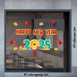 DECAL TRANG TRÍ TẾT HAPPY NEW YEAR 2025 ĐỒNG TIỀN VÀNG