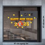 DECAL TRANG TRÍ TẾT HAPPY NEW YEAR 2025 SẮC VÀNG