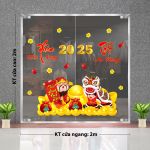DECAL TRANG TRÍ TẾT THẦN TÀI VÀ LÂN TRÊN THẢM VÀNG CHÚC XUÂN