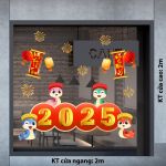 DECAL TRANG TRÍ TẾT GIA ĐÌNH RẮN NHỎ CHÀO XUÂN 2025